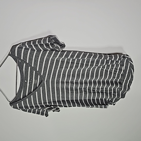 American Eagle soft & sexy small gray and white striped short sleeve shirt - Picture 2 of 6